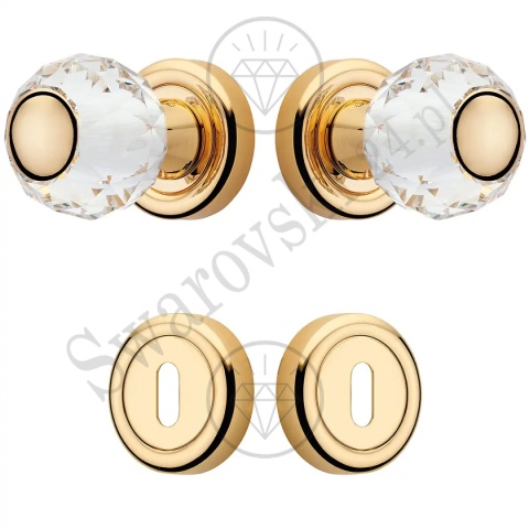 Gałka kryształowa VERONICA 103 z rozetą na klucz [ wykończenie OZ - pozłacane błyszczące]