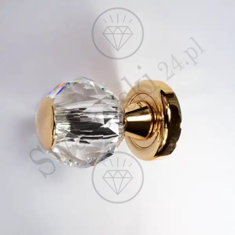 Gałka kryształowa VERONICA 103 z rozetą WC [ wykończenie OZ - pozłacane błyszczące]