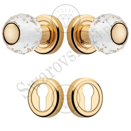 Gałka kryształowa VERONICA 900PR z rozetą na wkładkę OZ - pozłacana