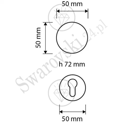 Gałka kryształowa VERONICA 900PR z rozetą na wkładkę CR - chromowana błyszcząca