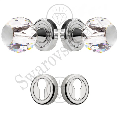 Gałka kryształowa VERONICA 900PR z rozetą na wkładkę CR - chromowana błyszcząca