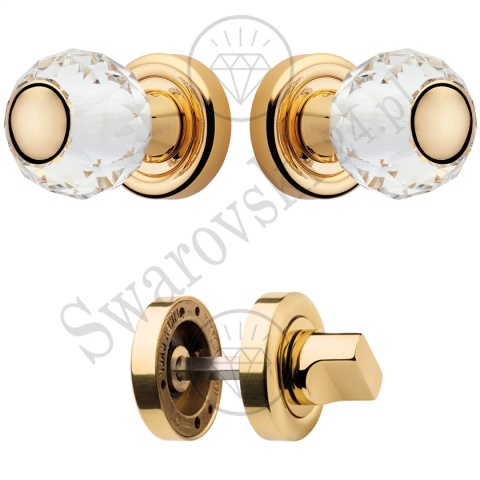 Gałka kryształowa VERONICA 103 z rozetą WC [ wykończenie OZ - pozłacane błyszczące]