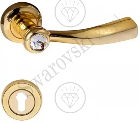 Klamka Elika Crystal 108 z szyldem na wkładkę OZ - pozłacana