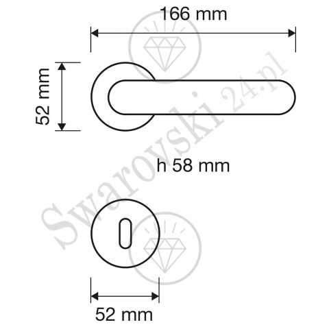 Klamka Fish Crystal 023 z szyldem na klucz OZ - pozłacana
