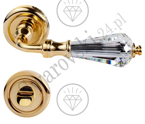 Klamka Veronica 103 z szyldem WC OZ - pozłacana