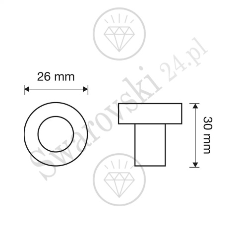 ELIKA Crystal OZ 26 mm gałka meblowa z kryształem Swarovski®