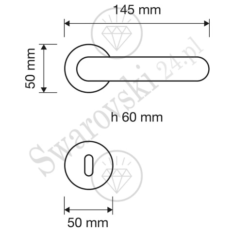 Klamka Cosmic 103 z szyldem na klucz OZ - pozłacana