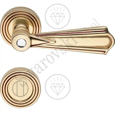 Klamka Madame Crystal 112 z szyldem WC OF - złoto francuskie