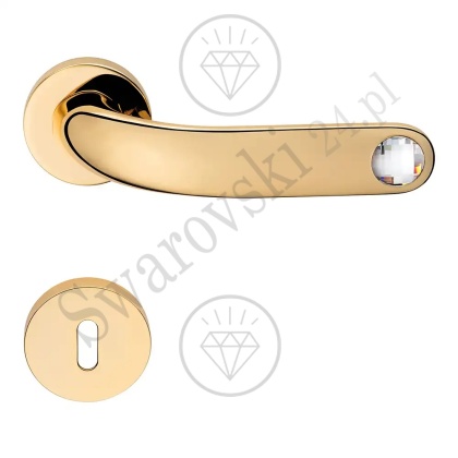 Klamka Point Crystal 023 z szyldem na klucz OZ - pozłacana