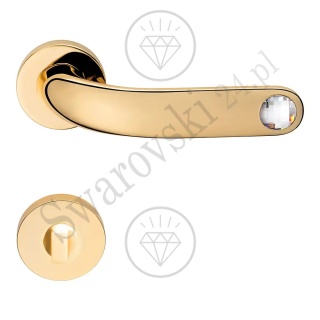 Klamka Point Crystal 023 z szyldem WC OZ - pozłacana