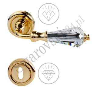 Klamka Veronica 103 z rozetą na klucz OZ - pozłacana